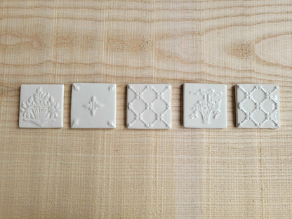 Small earthenware tiles - set of 5